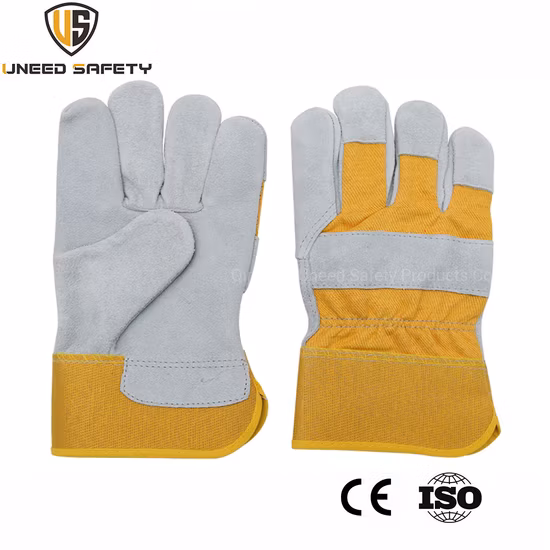 Yellow Microfiber Leather Sports Working Safety Driver Work Gloves for Mens