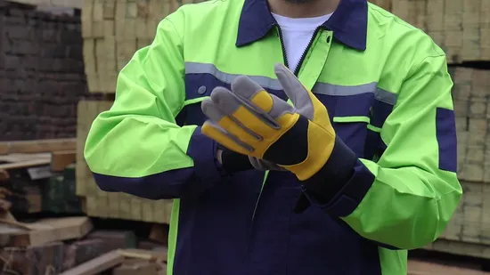 Yellow Microfiber Leather Sports Working Safety Driver Work Gloves for Mens