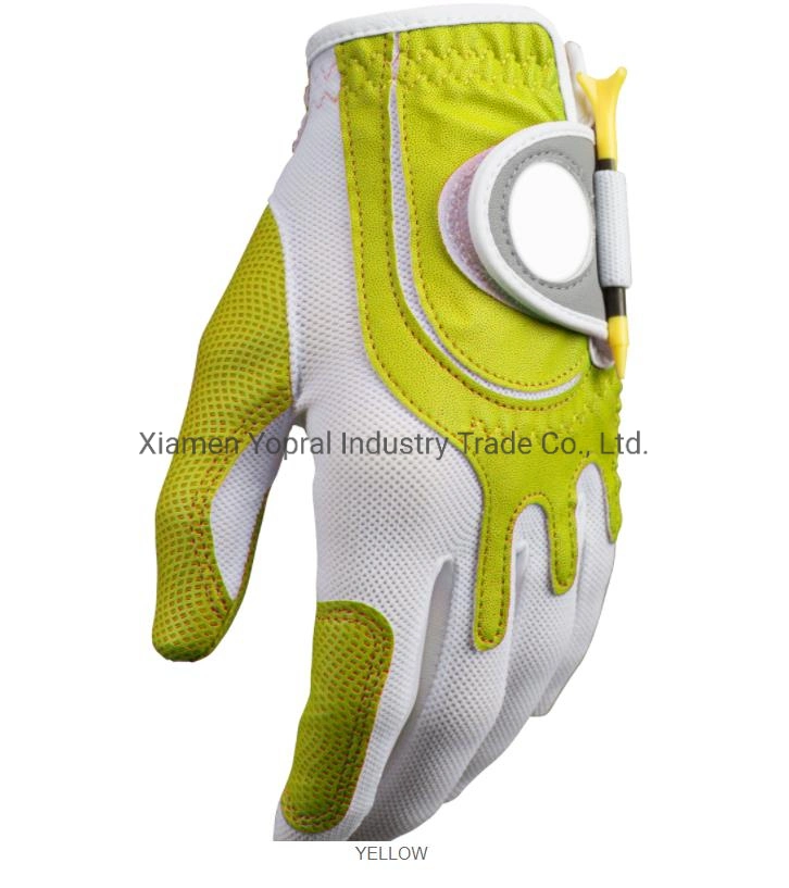 Manufacture Cheap Quality Indonesia Cabretta Leather Breathable Mesh Woman Putting on Golf Gloves